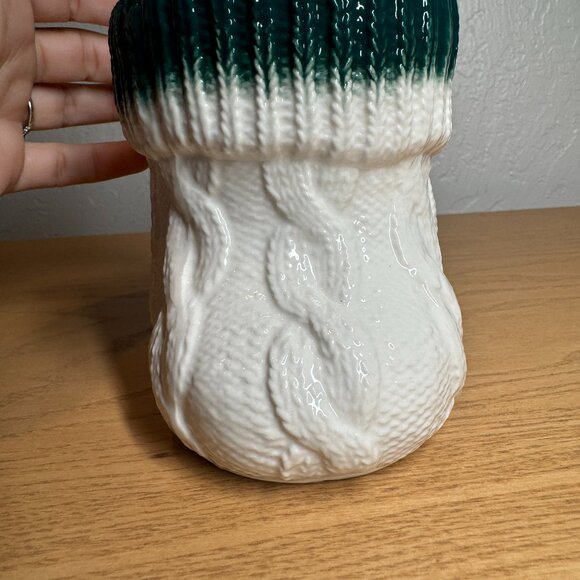 ANTHROPOLOGIE Holiday Christmas White Green Stocking Cocoa Mug NEW WITH TAG - Picture 5 of 5